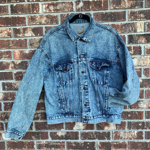 Levi's Jackets & Blazers - LEVIS Vintage Acid Wash Trucker Denim Jean Jacket Large L XL